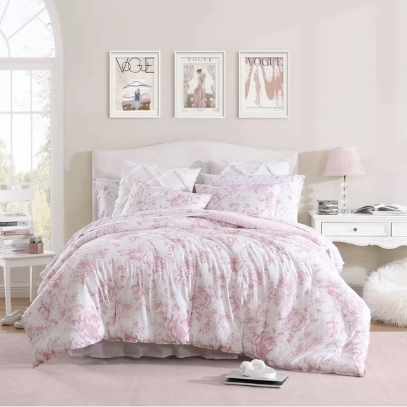 ELEGANT Pink Floral Comforter Set TWIN XL - Picture 2 of 8